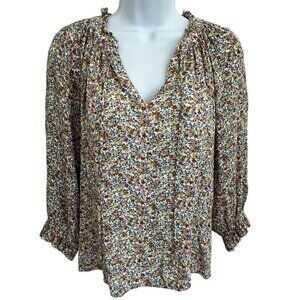Cynthia Rowley Boho Peasant Blouse S Ditsy Floral Cottagecore Prairie Feminine